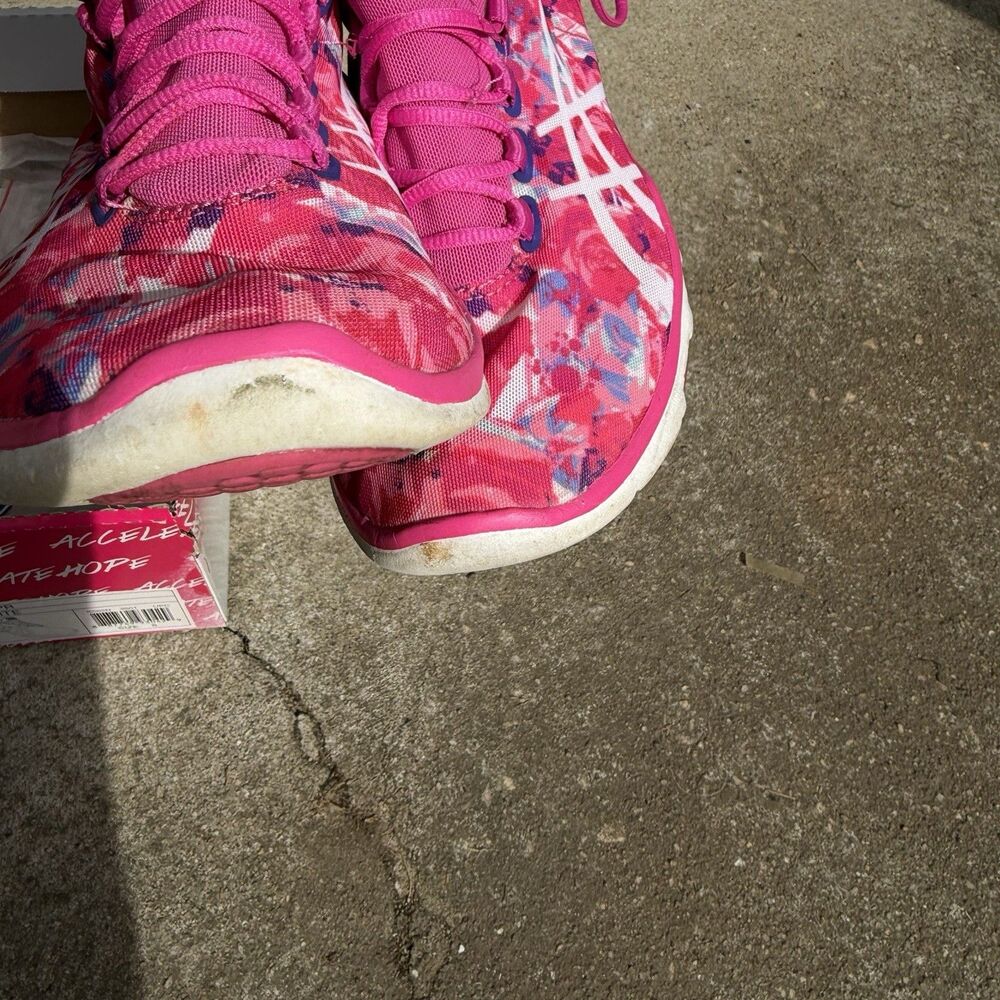 ASICS Gel-Fit Sana 2 PR Women’s 8 Pink Floral Breast Cancer Shoes S562N w/ Box - Picture 9 of 11